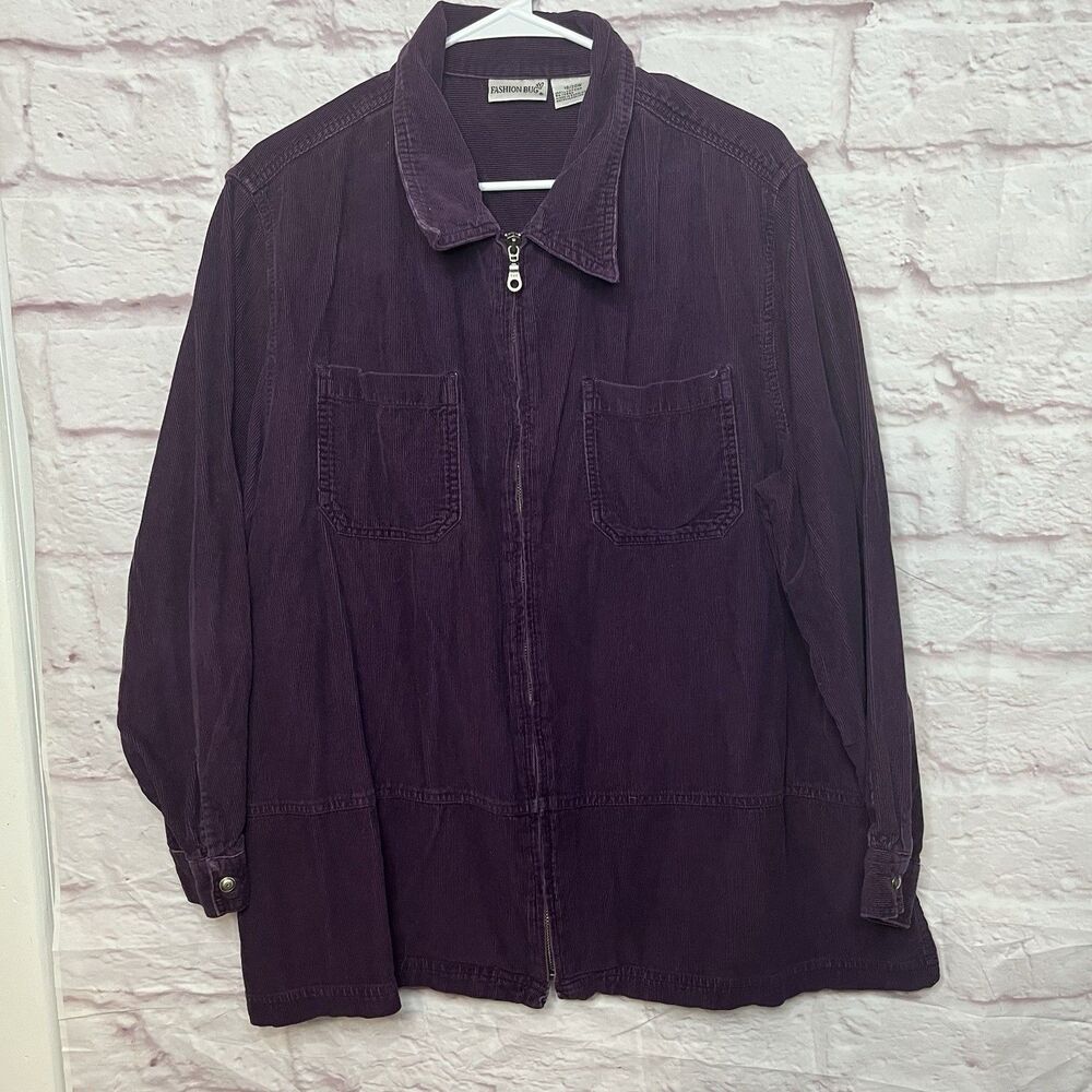 Vintage Fashion Bug Corduroy Full Zip Jacket Purple Plus Size 18/20W 90s Y2K
